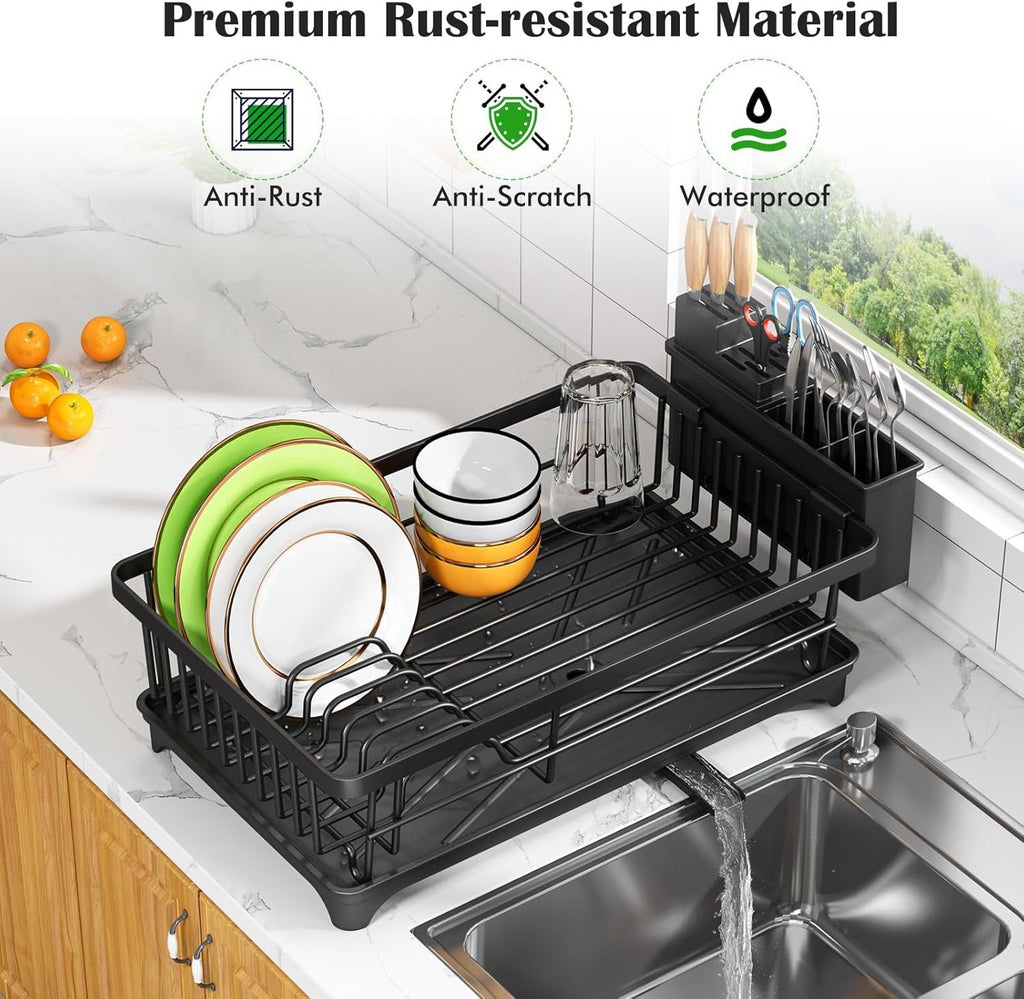 EasyEva Compact Dish Drying Rack with Utensil Holder additional product photo