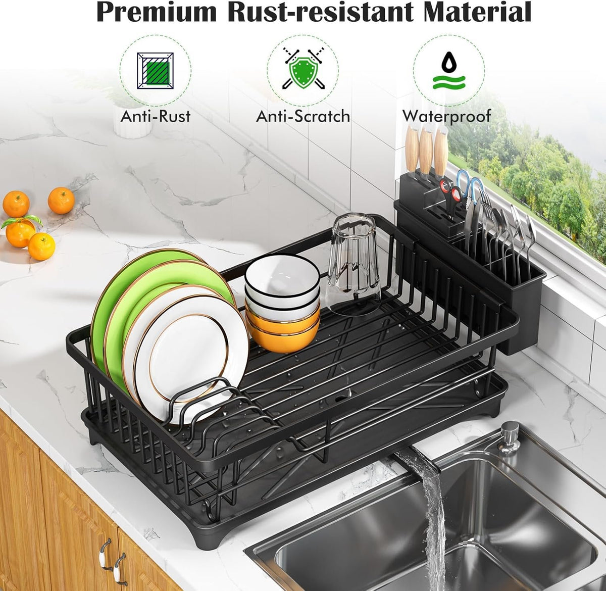 EasyEva Compact Dish Drying Rack with Utensil Holder additional product photo