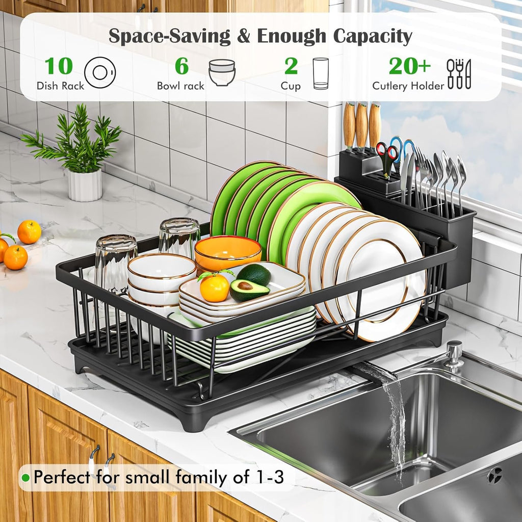 EasyEva Compact Dish Drying Rack with Utensil Holder additional product photo