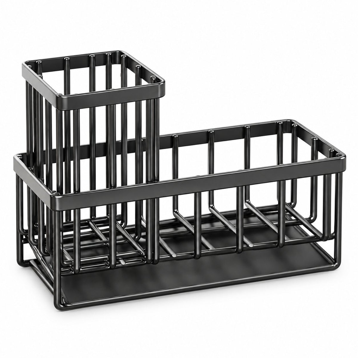 EasyEva Black Sink Caddy with Drip Tray studio product photo Main image