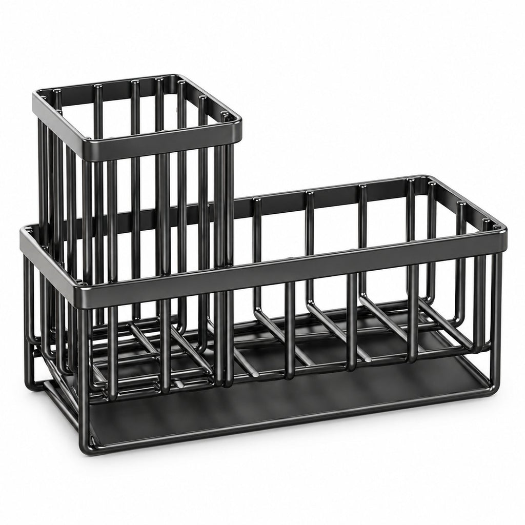 EasyEva Black Sink Caddy with Drip Tray studio product photo