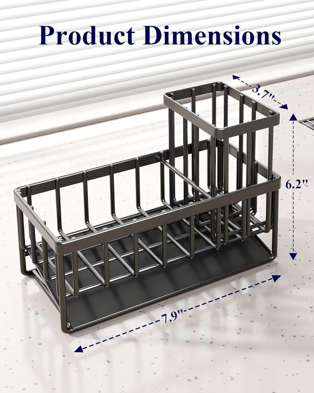 EasyEva Black Sink Caddy with Drip Tray additional product photo
