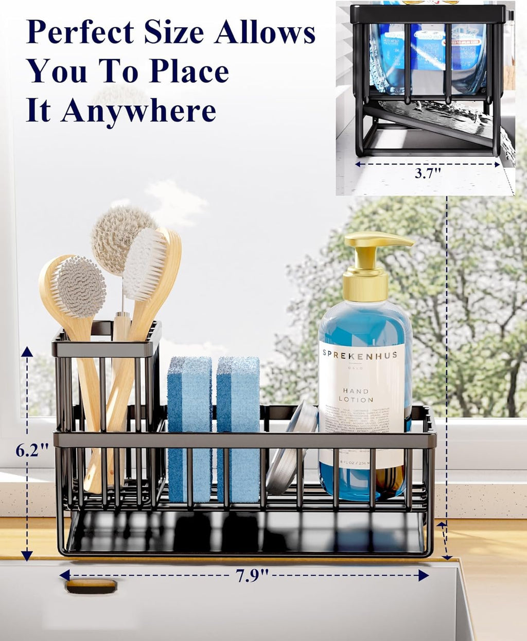 EasyEva Black Sink Caddy with Drip Tray additional product photo