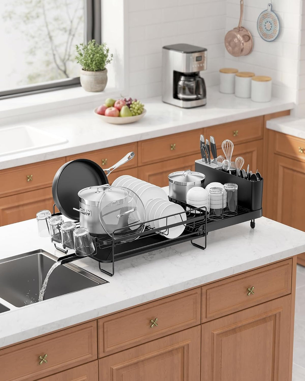 EasyEva Extendable Dish Drying Rack with Cup Holders additional product photo