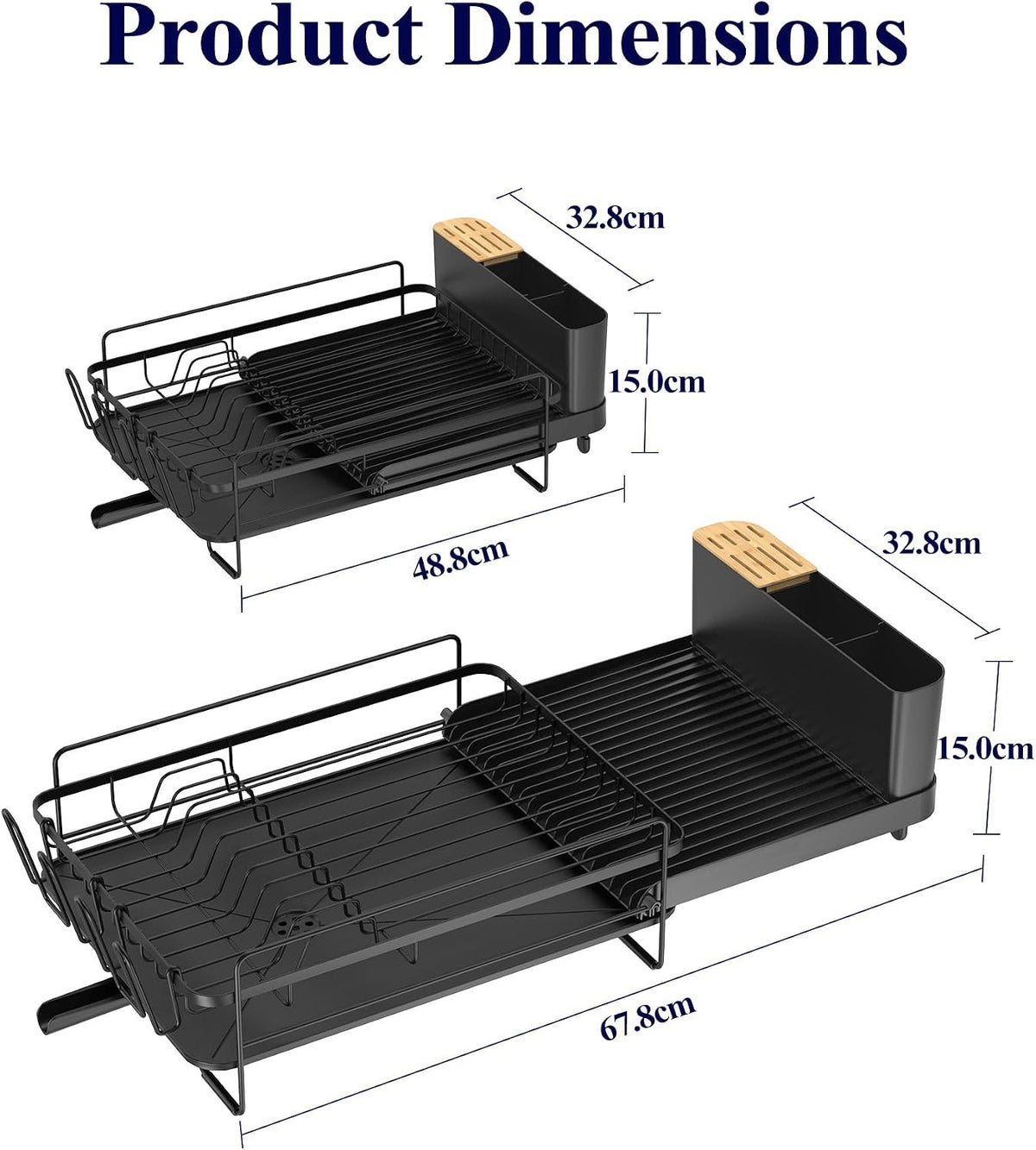 EasyEva Extendable Dish Drying Rack with Cup Holders additional product photo