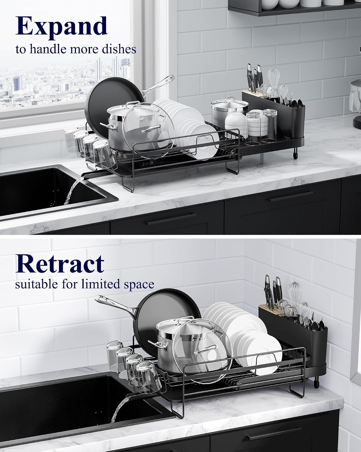 EasyEva Extendable Dish Drying Rack with Cup Holders additional product photo