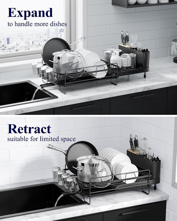 EasyEva Extendable Dish Drying Rack with Cup Holders additional product photo