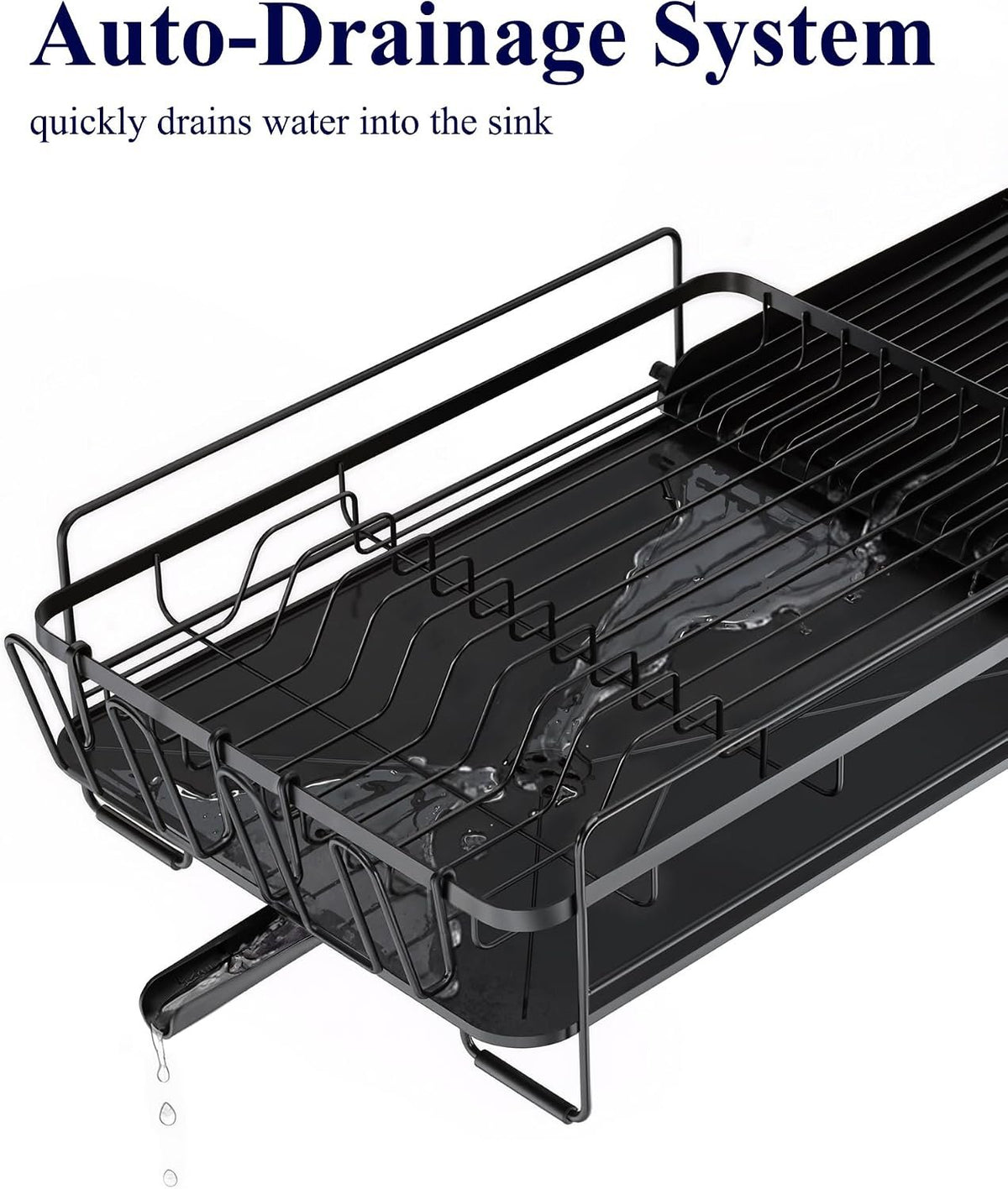 EasyEva Extendable Dish Drying Rack with Cup Holders additional product photo