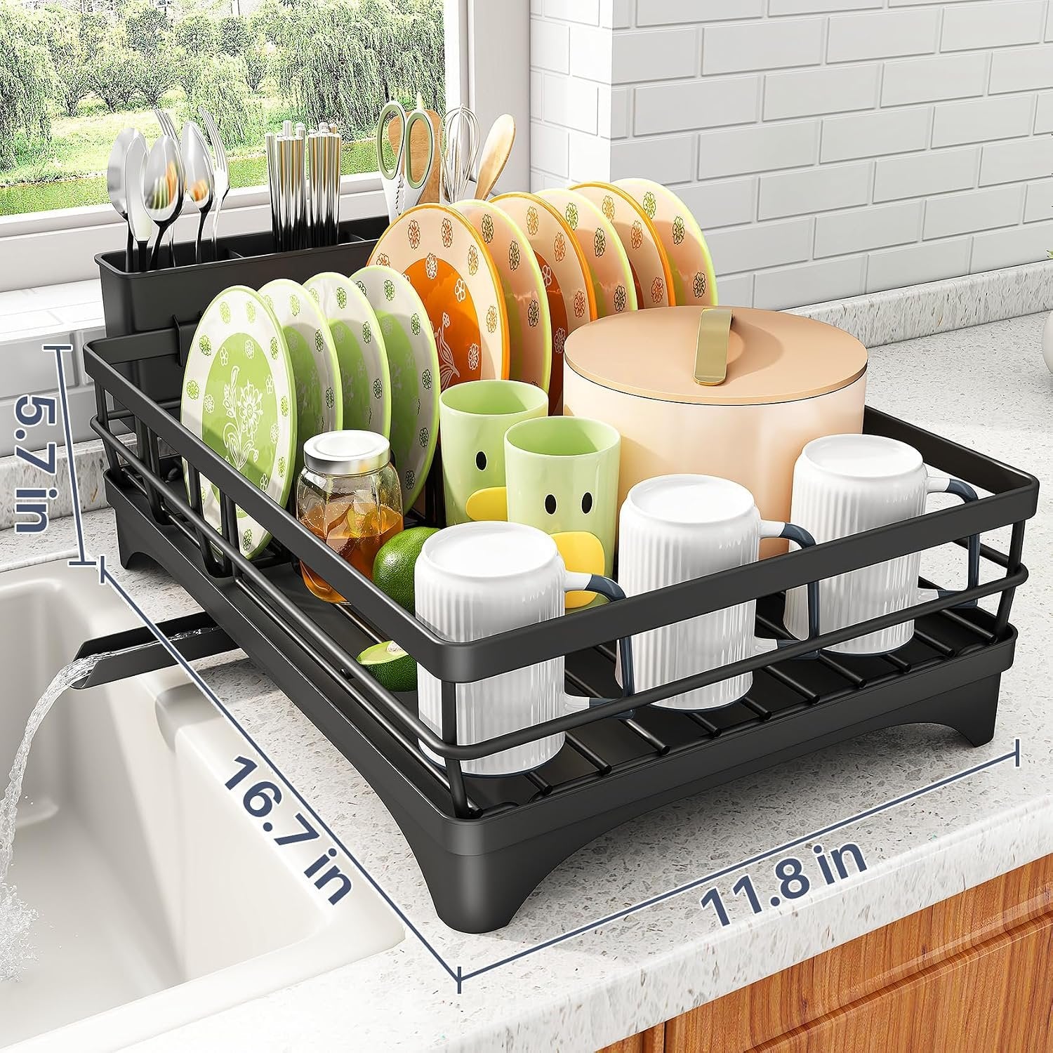 Stainless Steel Dish Drying Rack with Drainboard Secondary image