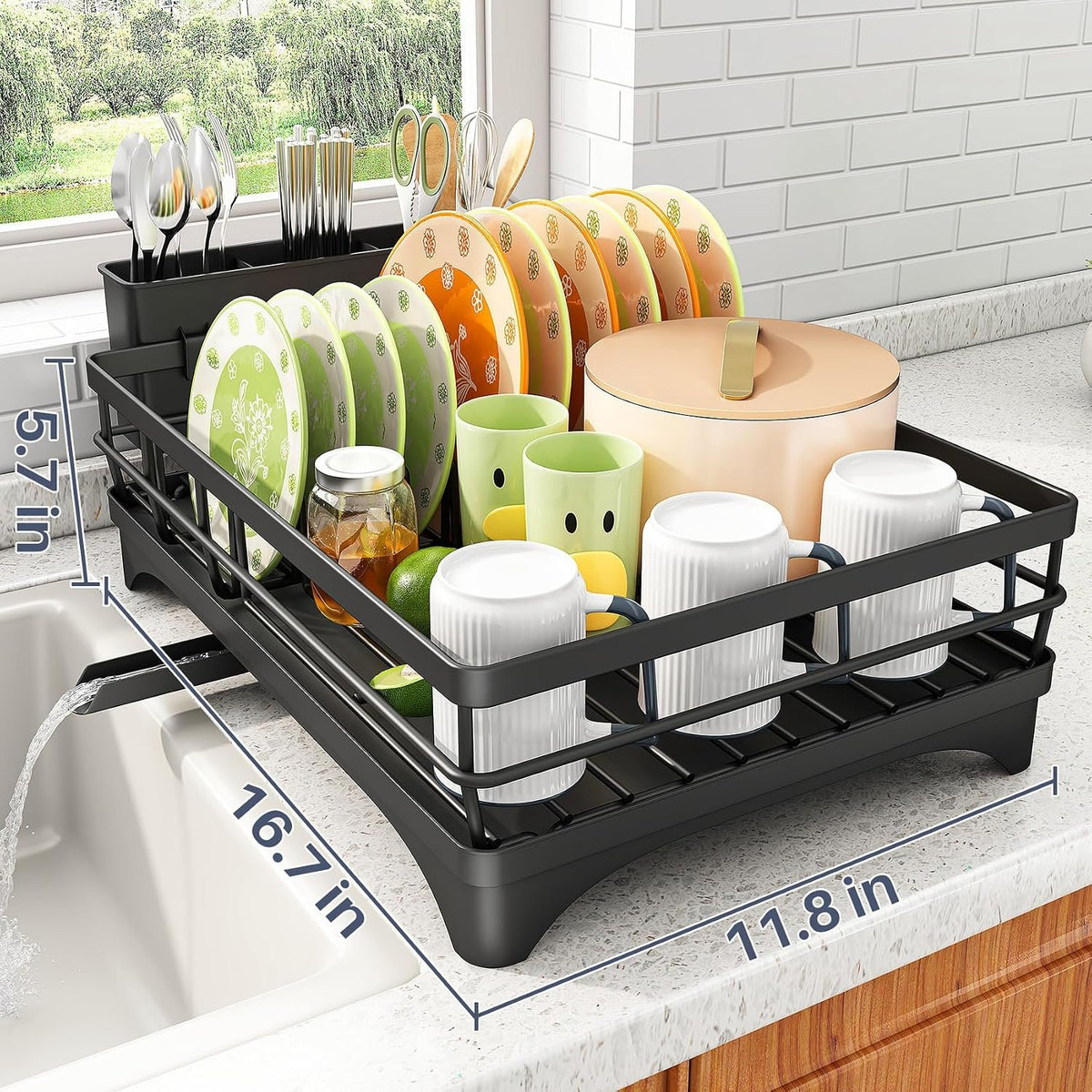 EasyEva Stainless Steel Dish Drying Rack with Drainboard additional product photo