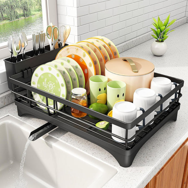 EasyEva Stainless Steel Dish Drying Rack with Drainboard studio product photo