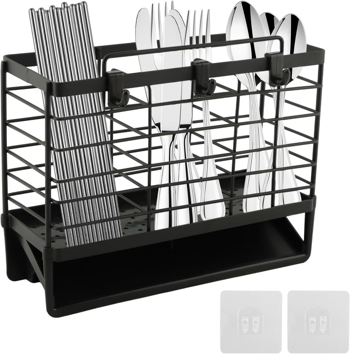 EasyEva Matte Black Carbon Steel Utensil Drying Rack studio product photo Main image