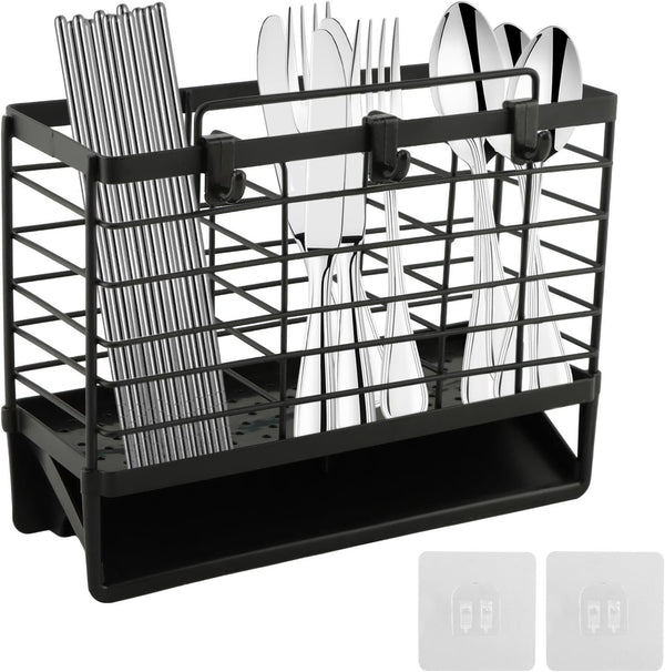 EasyEva Matte Black Carbon Steel Utensil Drying Rack studio product photo