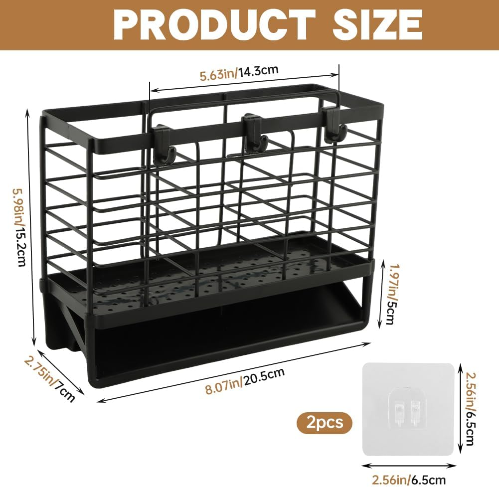 EasyEva Matte Black Carbon Steel Utensil Drying Rack additional product photo