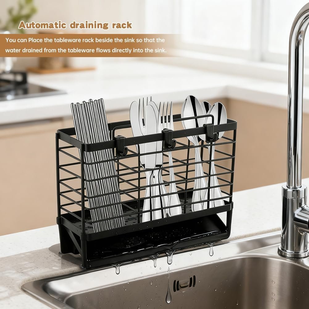 EasyEva Matte Black Carbon Steel Utensil Drying Rack additional product photo