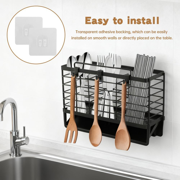 EasyEva Matte Black Carbon Steel Utensil Drying Rack additional product photo
