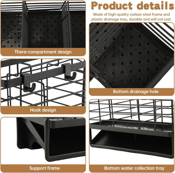 EasyEva Matte Black Carbon Steel Utensil Drying Rack additional product photo