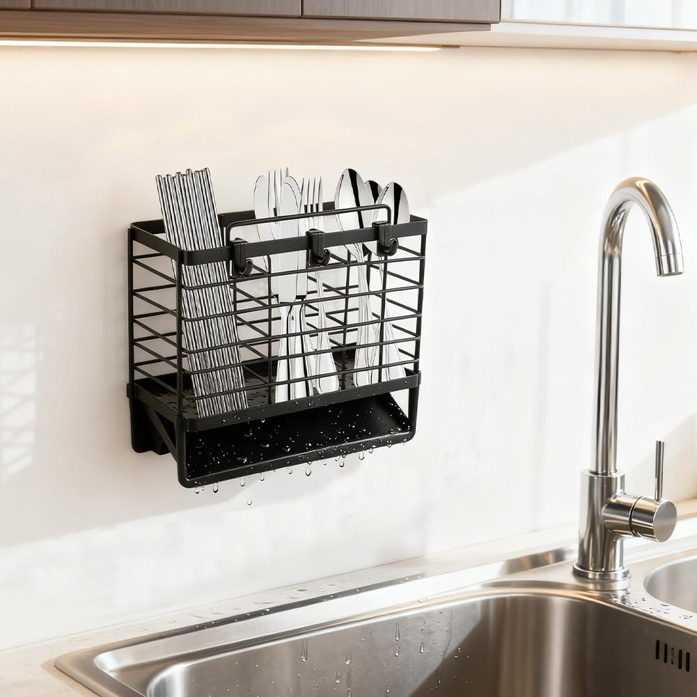 EasyEva Matte Black Carbon Steel Utensil Drying Rack additional product photo