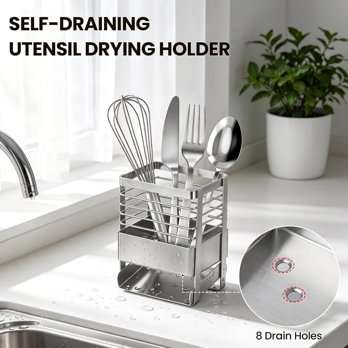 EasyEva Stainless Steel Utensil Drying Holder additional product photo