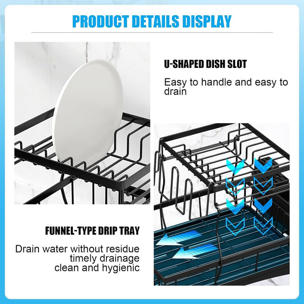 EasyEva Stacked Dish Drying Rack with Cup Holder additional product photo