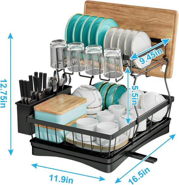 EasyEva Stacked Dish Drying Rack with Cup Holder additional product photo