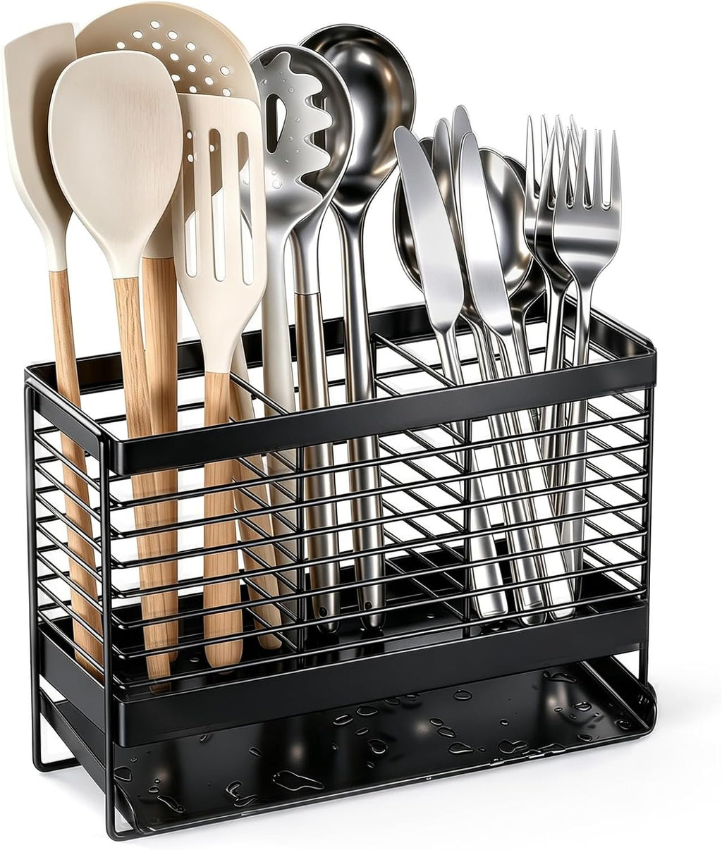 EasyEva Black Wire Utensil Drying Rack studio product photo