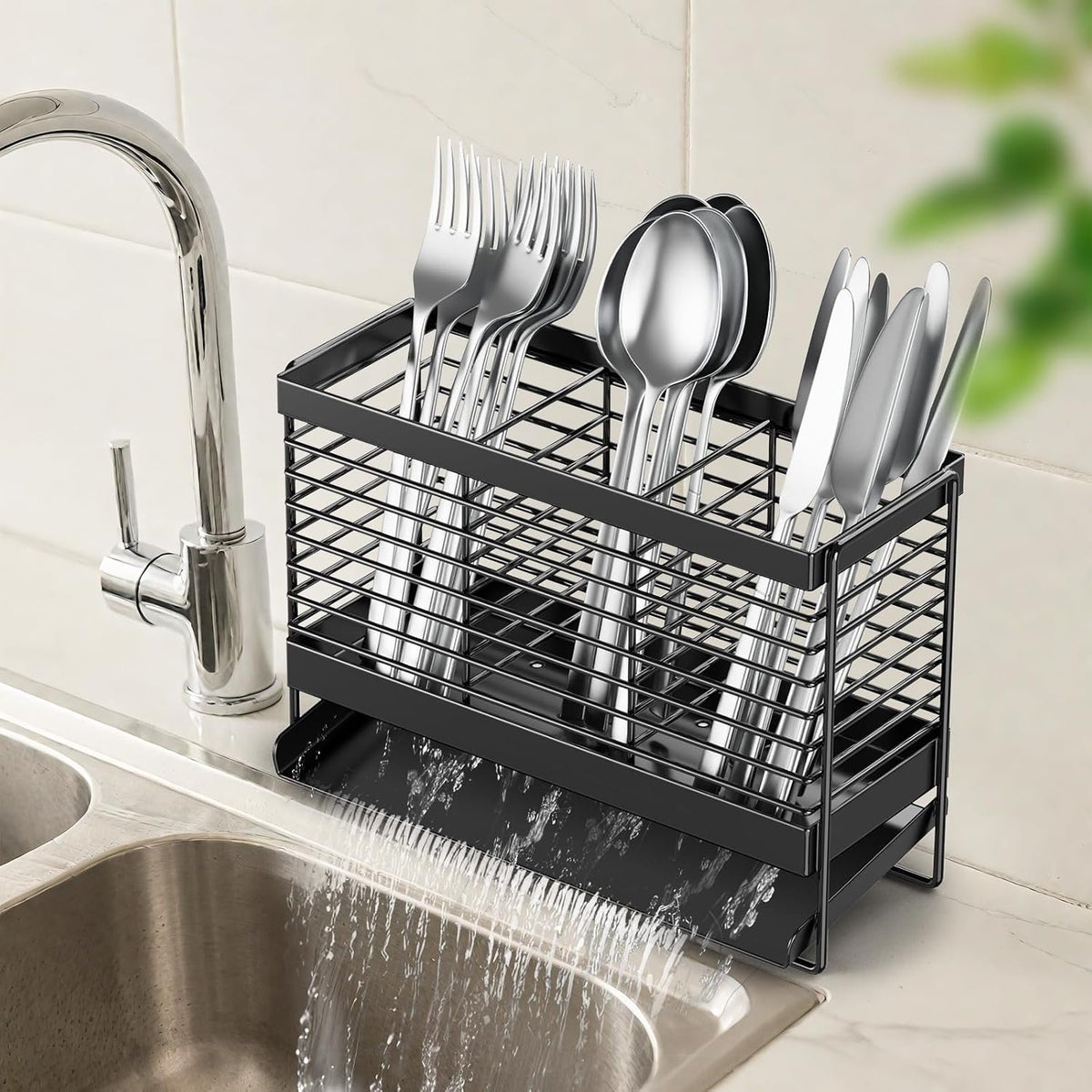 EasyEva Black Wire Utensil Drying Rack additional product photo