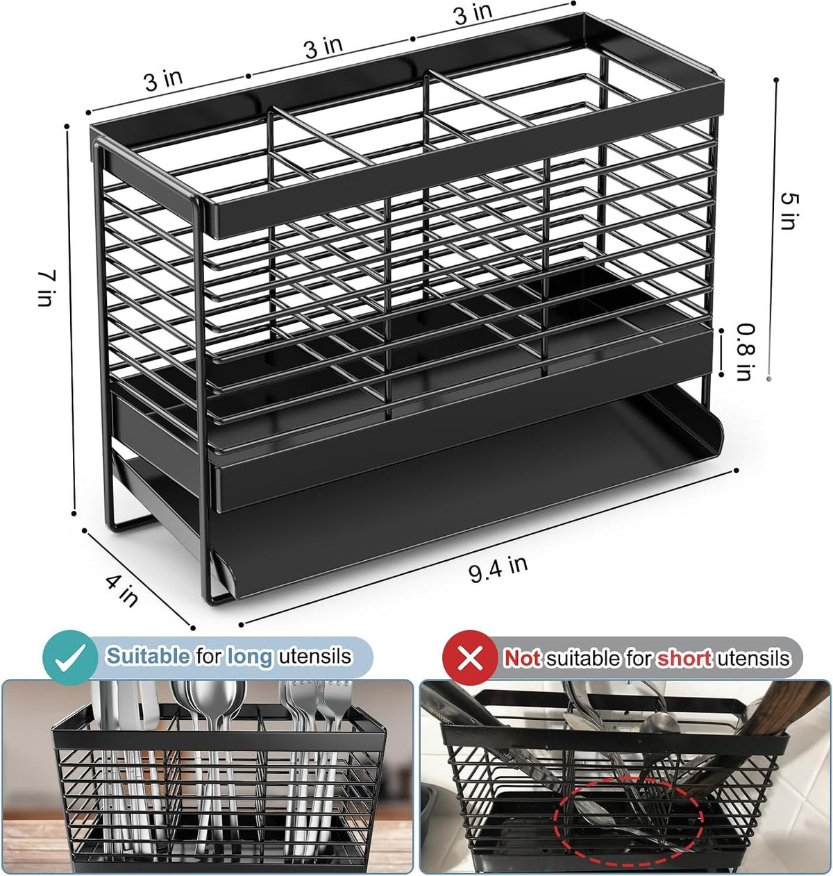 EasyEva Black Wire Utensil Drying Rack additional product photo