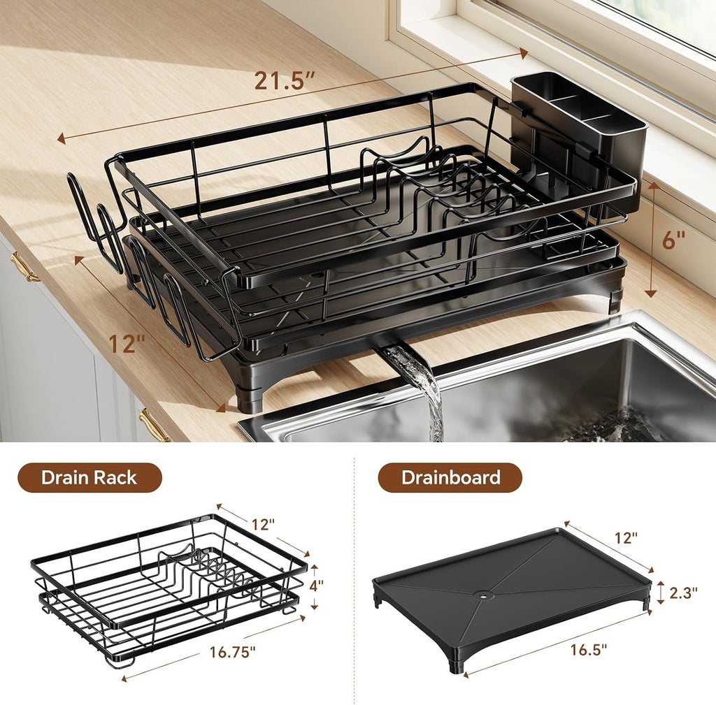 EasyEva Dish Drying Rack with Cup Hooks and Utensil Holder additional product photo