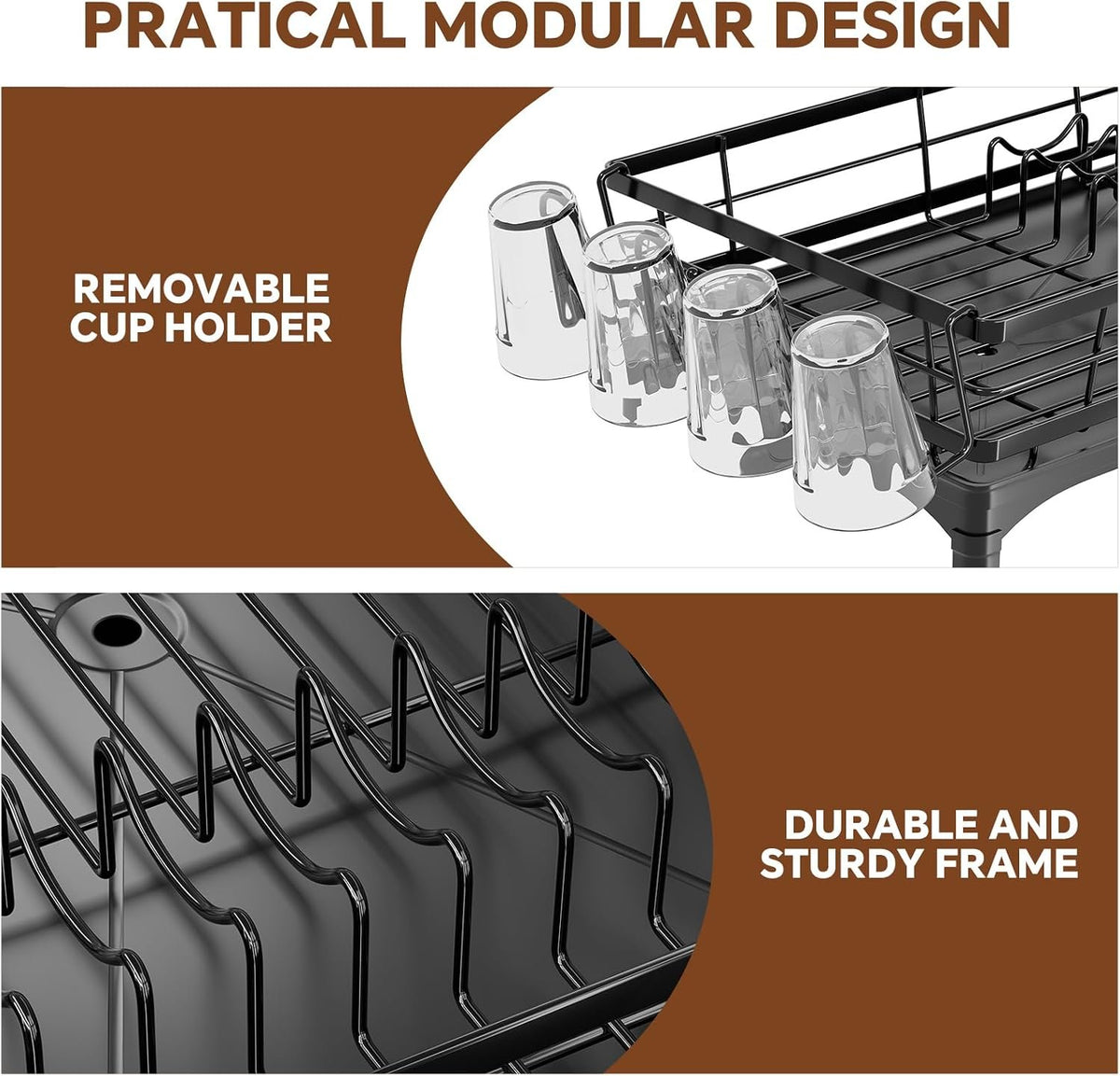EasyEva Dish Drying Rack with Cup Hooks and Utensil Holder additional product photo