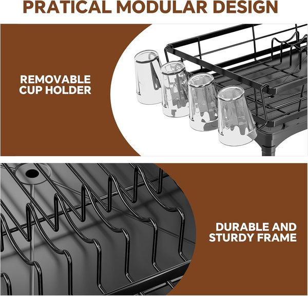 EasyEva Dish Drying Rack with Cup Hooks and Utensil Holder additional product photo