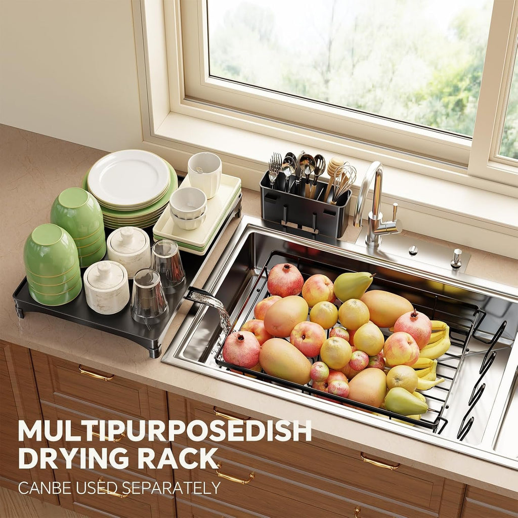 EasyEva Dish Drying Rack with Cup Hooks and Utensil Holder additional product photo