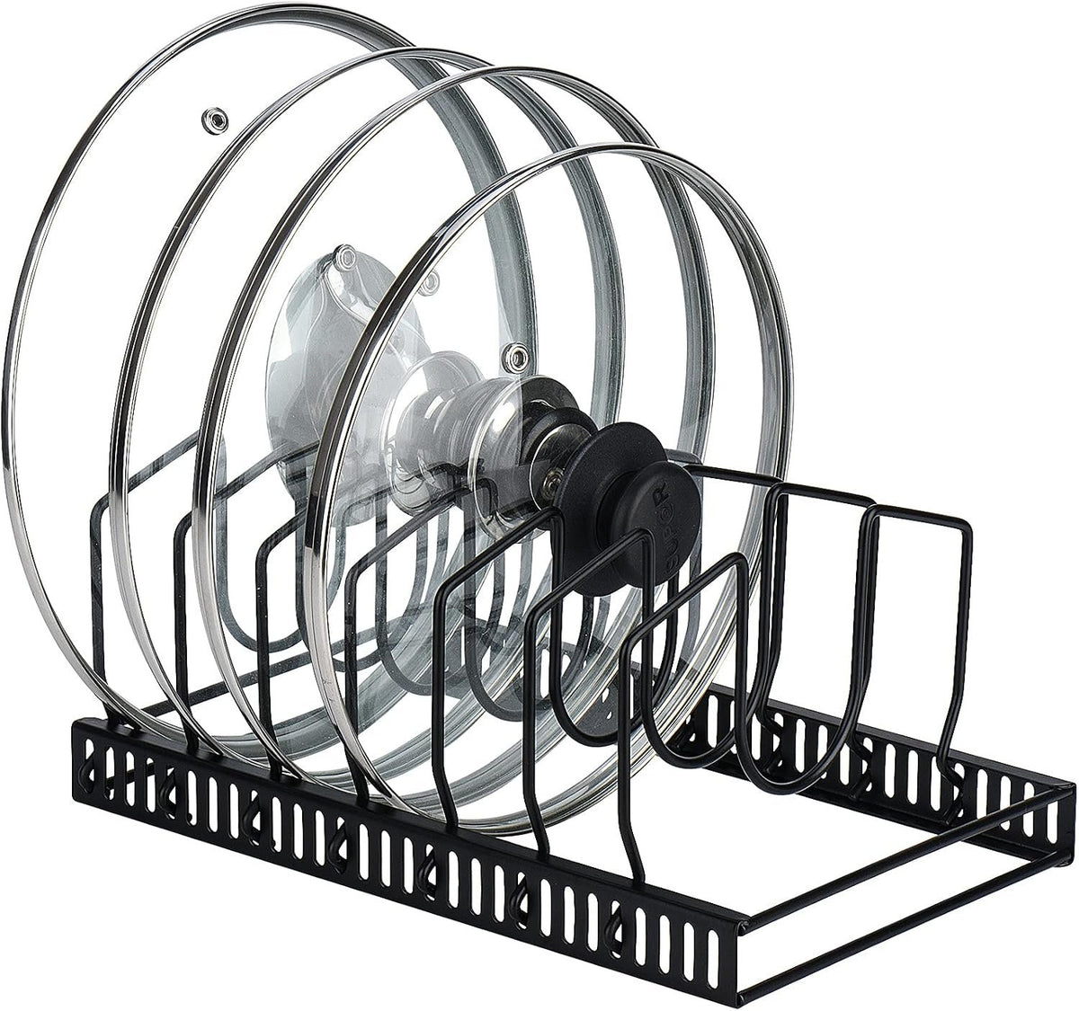 EasyEva Black Metal Pot Lid Organizer Rack studio product photo Main image