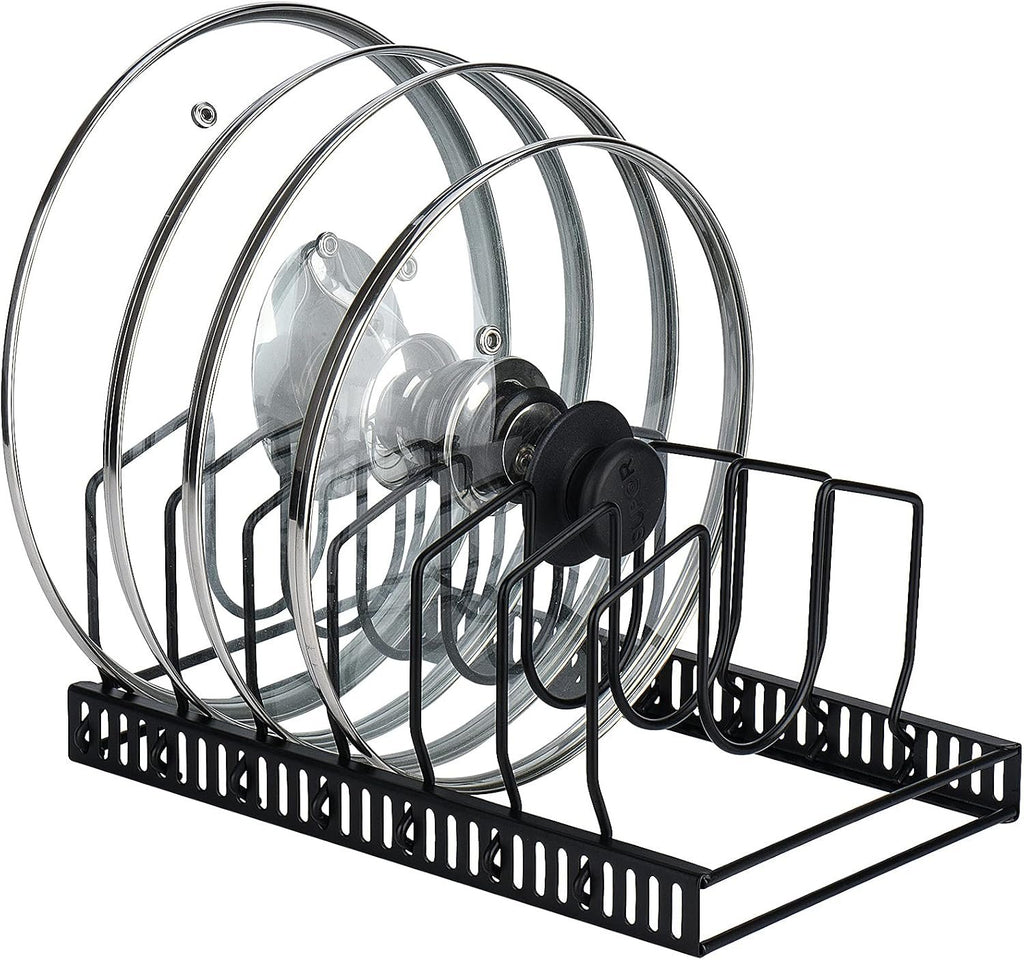 EasyEva Black Metal Pot Lid Organizer Rack studio product photo