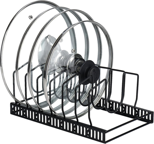 EasyEva Black Metal Pot Lid Organizer Rack studio product photo