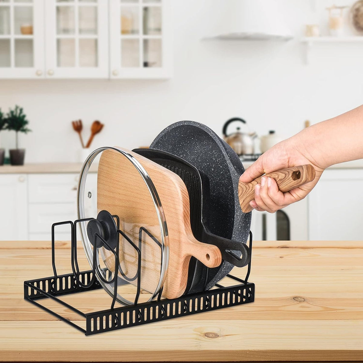 EasyEva Black Metal Pot Lid Organizer Rack additional product photo