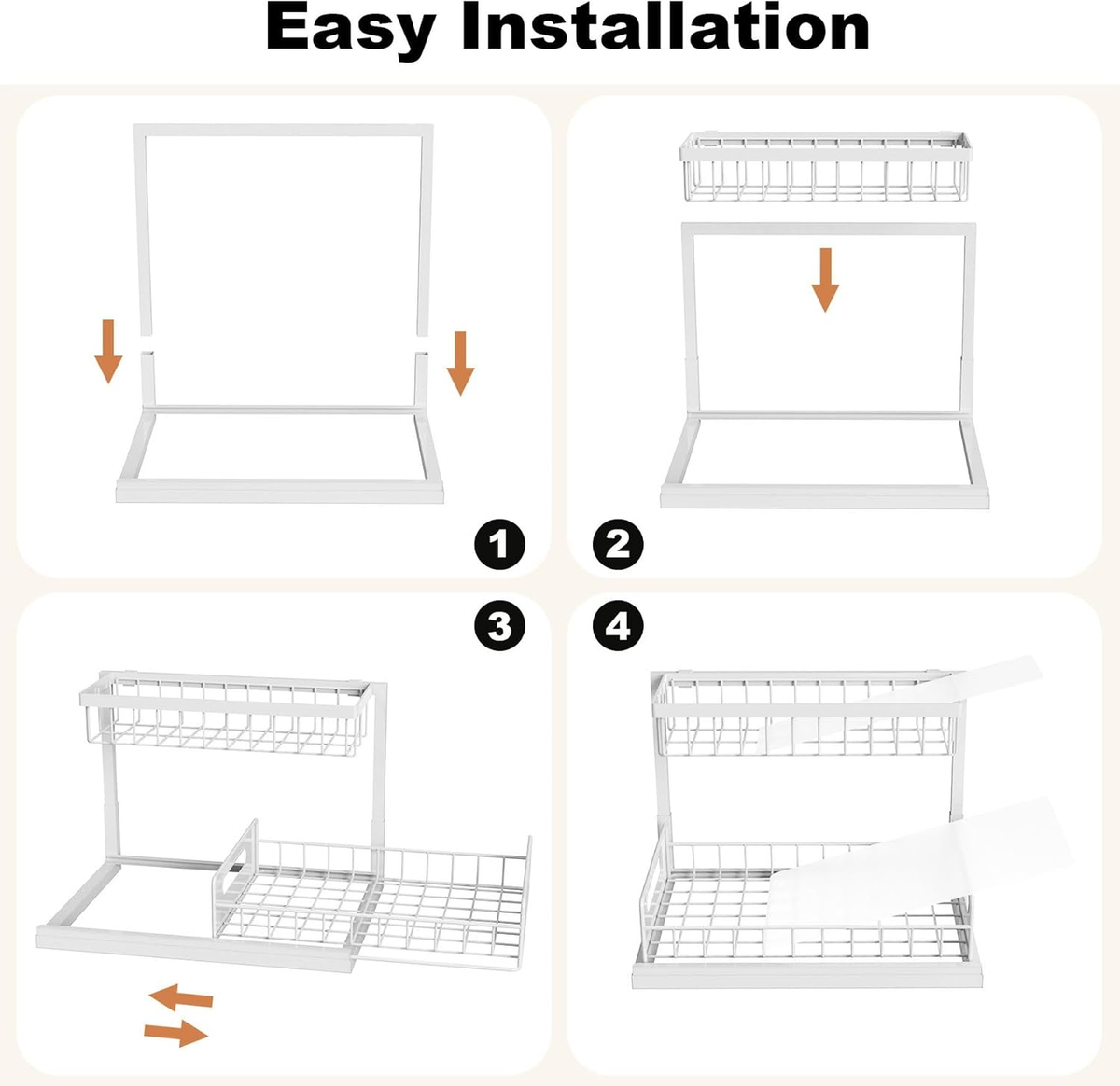 EasyEva White L-Shaped Pull-Out Under Sink Organizers additional product photo
