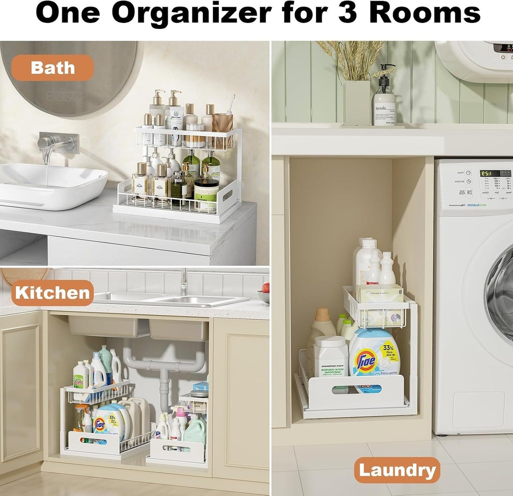 EasyEva White L-Shaped Pull-Out Under Sink Organizers additional product photo