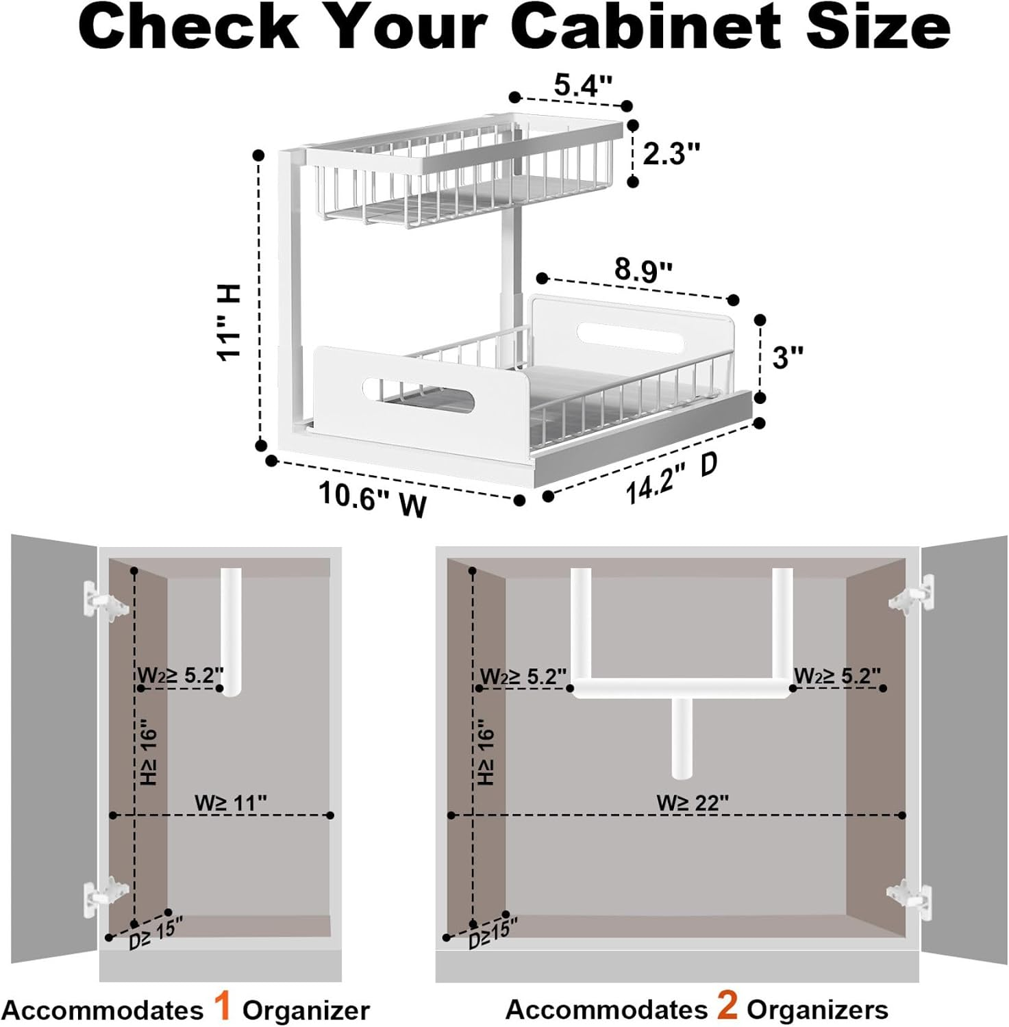 White L-Shaped Pull-Out Under Sink Organizers Secondary image