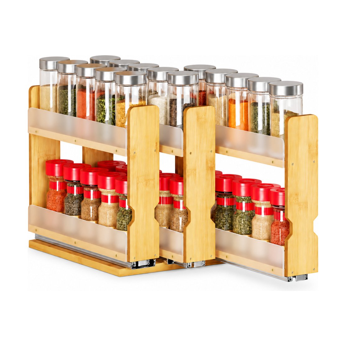 EasyEva Bamboo Pull-Out Cabinet Spice Rack studio product photo