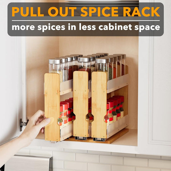 EasyEva Bamboo Pull-Out Cabinet Spice Rack additional product photo