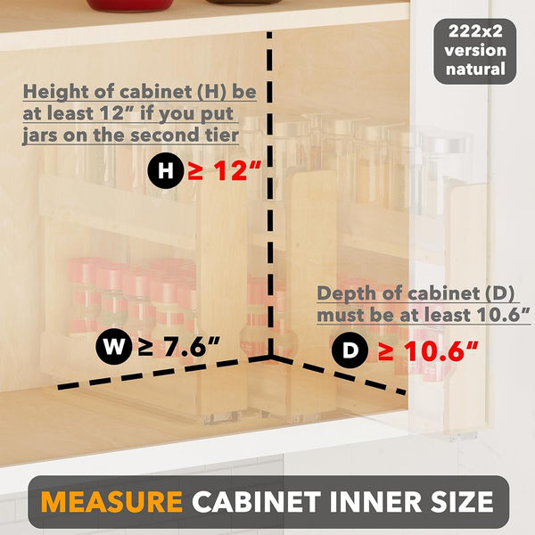EasyEva Bamboo Pull-Out Cabinet Spice Rack additional product photo