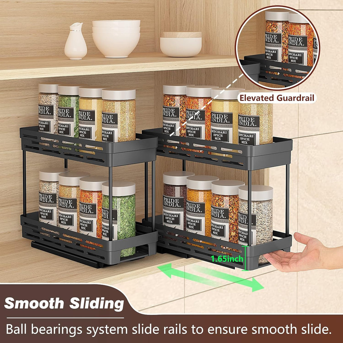 EasyEva Black Pull-Out Cabinet Spice Racks additional product photo