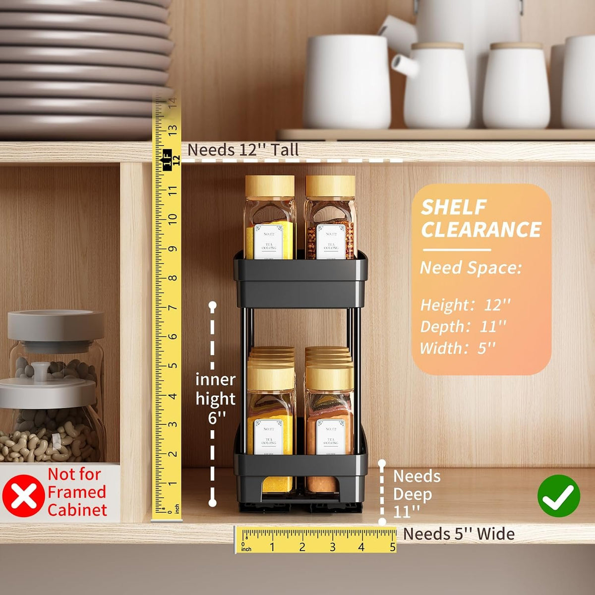 EasyEva Black Pull-Out Cabinet Spice Racks additional product photo