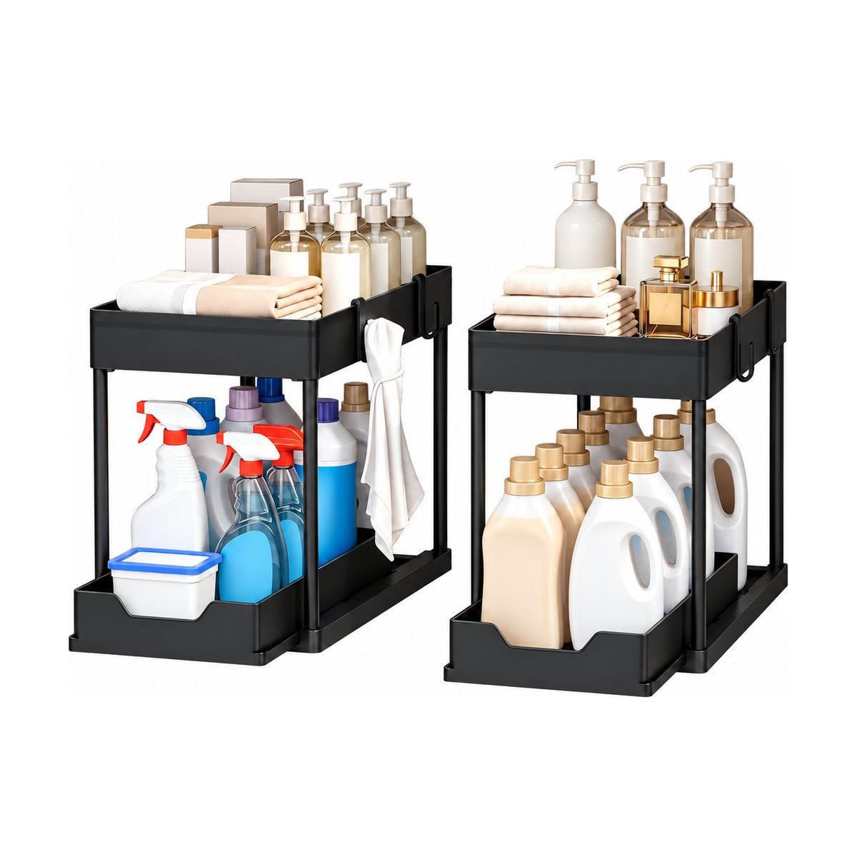 EasyEva Sliding Under Sink Organizers with Pull-Out Drawer studio product photo