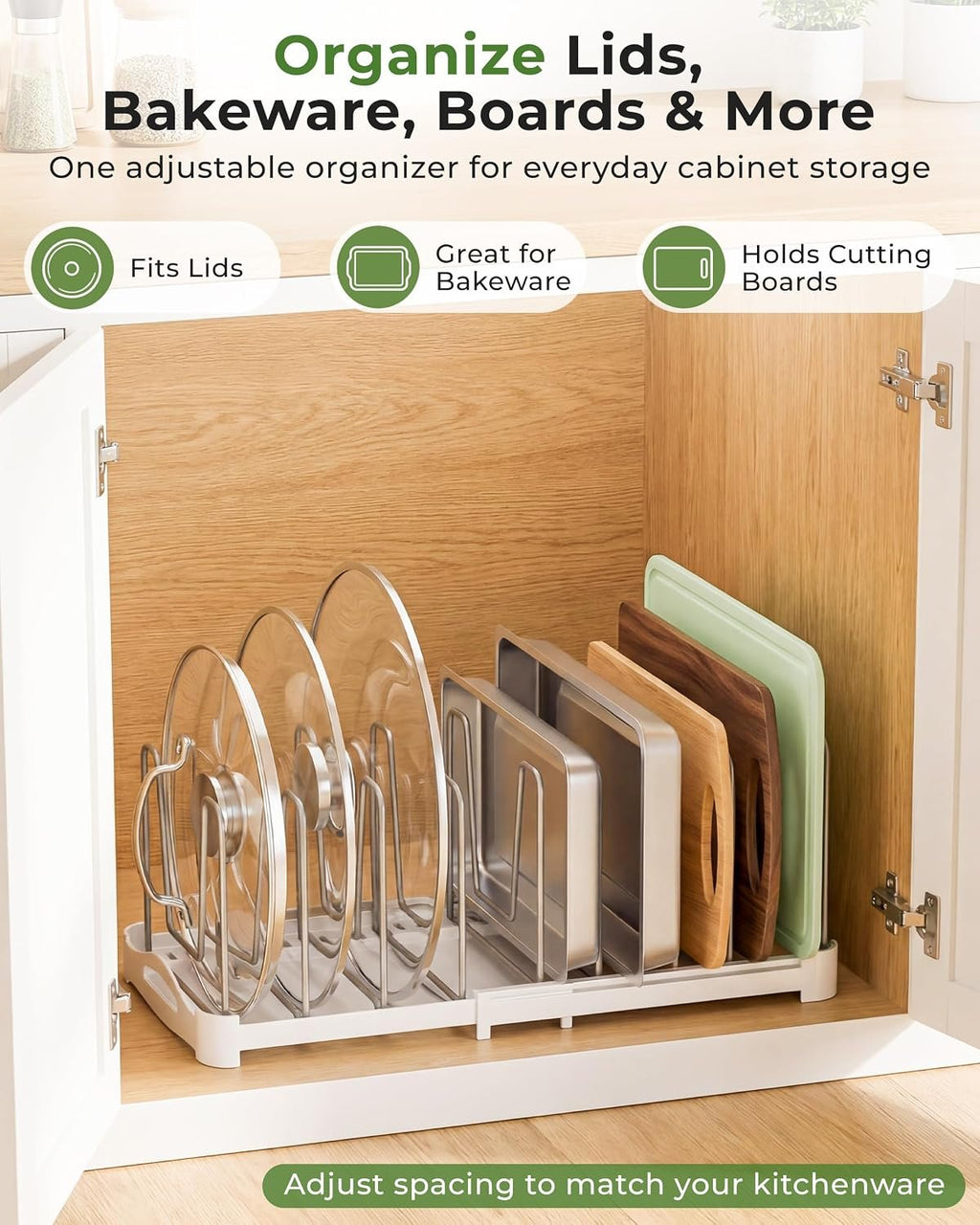 EasyEva White Expandable Pot Lid Organizer additional product photo