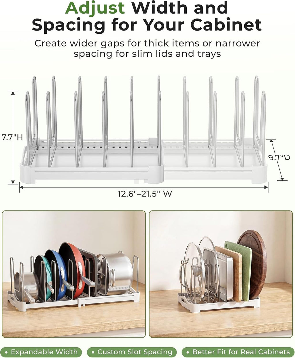 EasyEva White Expandable Pot Lid Organizer additional product photo