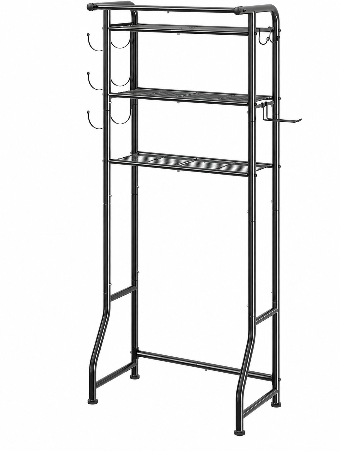 EasyEva Black Over-the-Toilet Storage Rack with Towel Bar studio product photo