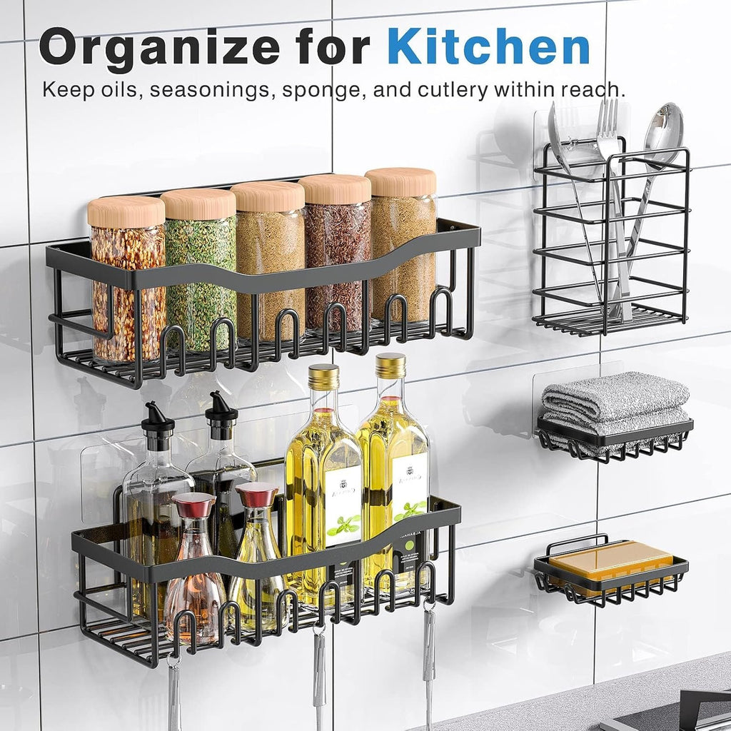 EasyEva Black Adhesive Shower Organizer Set additional product photo