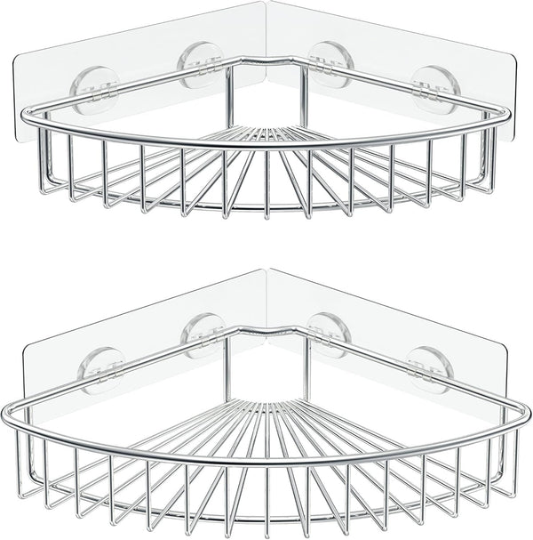 EasyEva Stainless Steel Adhesive Corner Shower Caddies studio product photo